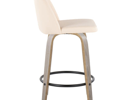 Toriano - Contemporary Fixed Height Counter Stool With Swivel & Round Footrest (Set of 2)