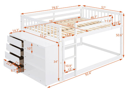 Bunk Bed With 4 Drawers And 3 Shelves