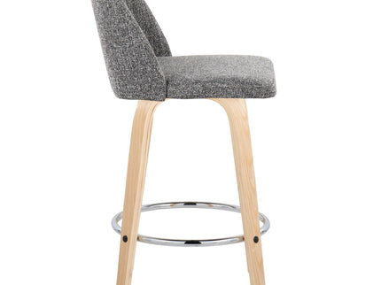 Toriano - Contemporary Fixed-Height Counter Stool With Swivel And Round Footrest (Set of 2)