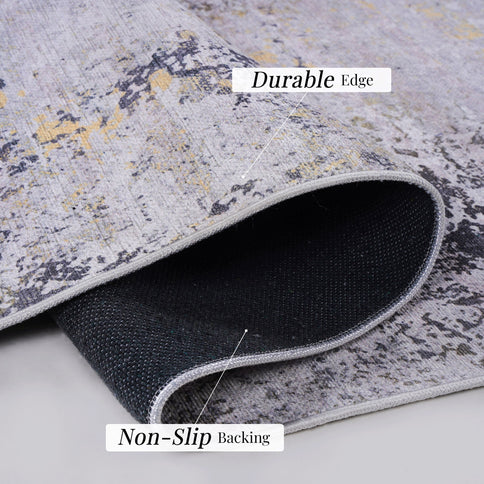 Maval - 8' X 10' Area Rug Washable - Gray / Gold