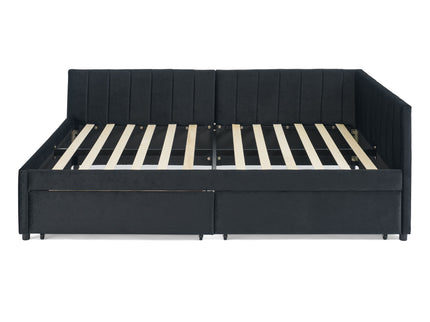 Upholstered Tufted Daybed Frame With Storage Drawers