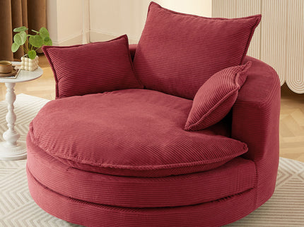 360° Swivel Accent Barrel Chair With Dual Layer Cushion And 3 Removable Pillows