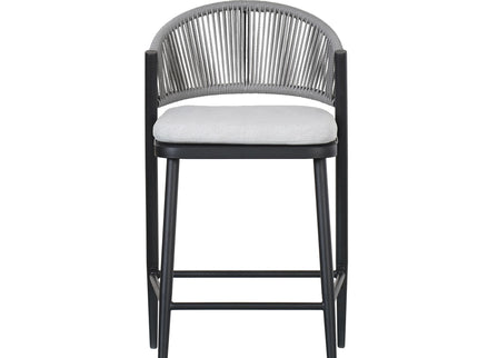 Outdoor 26" Counter Height Metal Frame Counter Stools With Scallop Shaped Backrest & Water Resistant Cushions