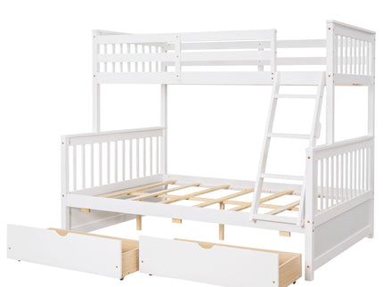 Bunk Bed With Ladders And 2 Storage Drawers