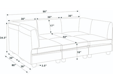 Upholstered Modular Sectional - Black