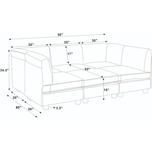 Upholstered Modular Sectional - Black