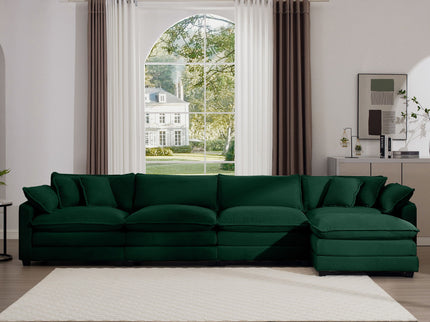 Modern Modular Cushion Sofa With Ottoman, Low Back, Deep Seating Sofa Set