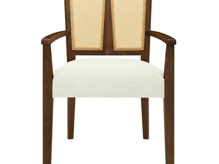 Mid Century Modern Arm Dining Chairs With Rattan Backrest