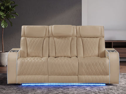 Electra - Power Reclining Sofa With Power Headrests, Drop Down Table, Reading Light, Massage, LED Lighting And USB Control