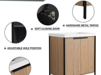 Modern Freestanding Bathroom Vanity With Resin Sink & Soft Close Cabinet Doors