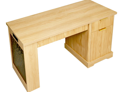 Modern Fluted Office Desk With Storage Cabinet