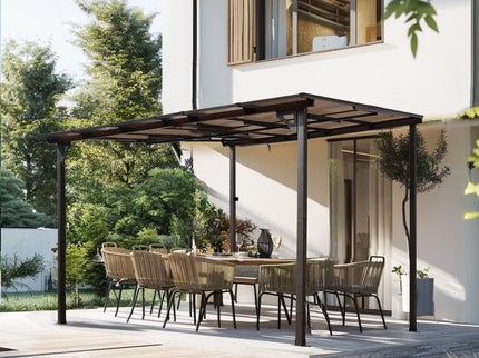 Wall Mounted Outdoor Pergola Gazebo, Heavy Duty Metal Awning With Roof