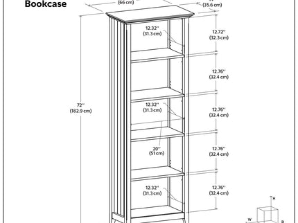 Acadian - 5 Shelf Bookcase, Handcrafted