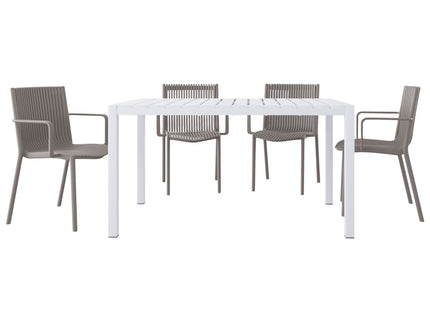 4 Modern Stackable Armchair Matched With Long Table