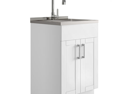 Shaker - Modern Wide, Laundry Cabinet With Faucet And Stainless Steel Sink