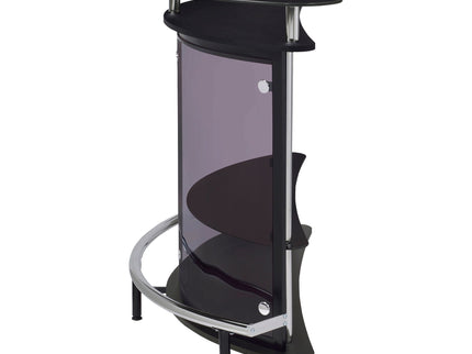 Strick & Bolton - Freestanding Glass Top Home Bar Wine Cabinet With Panels - Black