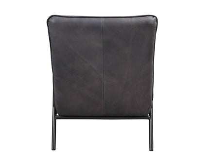 Nignu - Top Grain Leather Matt Iron Accent Chair - Gray