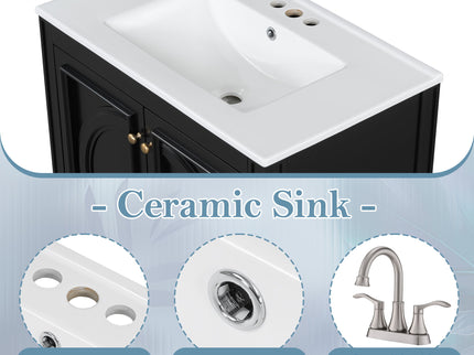 Double Sink Bathroom Vanity Set With Wall Mount Mirror Cabinet