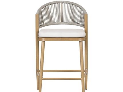 Outdoor 26" Counter Height Metal Frame Counter Stools With Scallop Shaped Backrest & Water Resistant Cushions