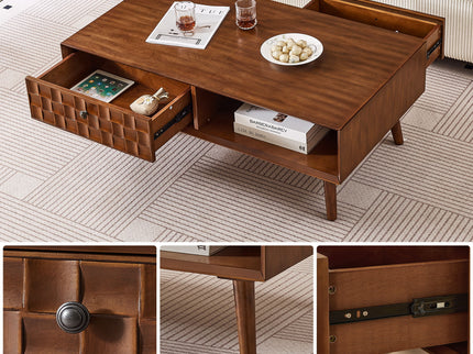 Coffee Table With Hidden Drawer And Open Shelf