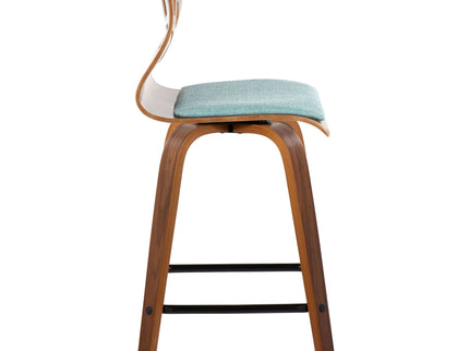 Folia - Mid Century Modern Fixed Height Counter Stool With Swivel With Square Footrest (Set of 2)