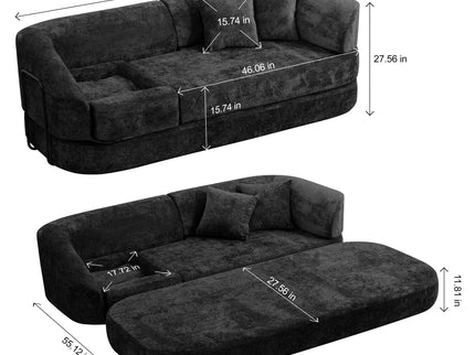 3 Seater Sofa With Built In Pet Bed Nook, Curved Design And 2 Throw Pillows