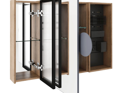 Wall Mounted Bathroom Cabinet, Adjustable Shelves Storage Cabinet - Imitative Oak