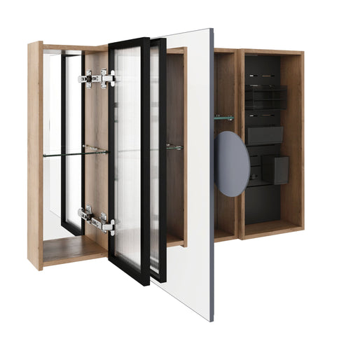 Wall Mounted Bathroom Cabinet, Adjustable Shelves Storage Cabinet - Imitative Oak