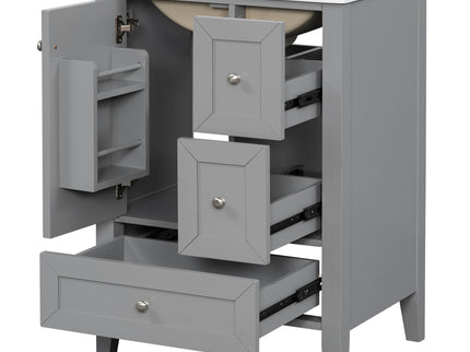 Modern Bathroom Vanity With Sink, Freestanding Cabinet With Drawers And Shelves