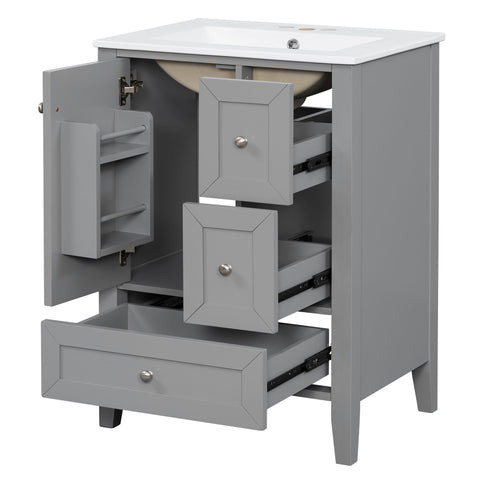 Modern Bathroom Vanity With Sink, Freestanding Cabinet With Drawers And Shelves
