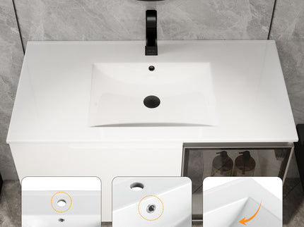 Wall Mounted Bathroom Vanity With Sink, 2 Soft Close Doors, Cabinet & Half Door