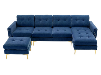 Modern L - Shape Convertible Sectional Sofa With Movable Ottoman