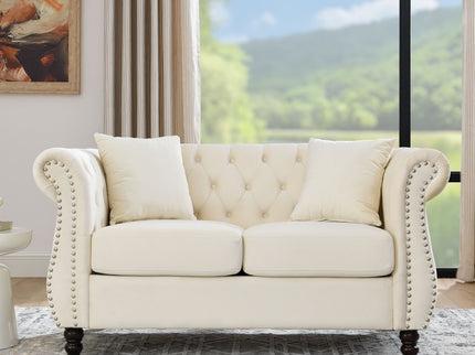 Chesterfield Sofa With Rolled Arms And Nailhead Trim