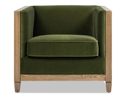 Georgia - Cane Tuxedo Armchair - Olive Green