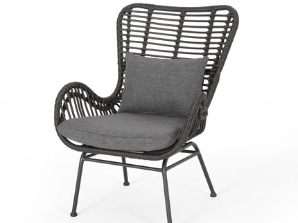 Modern Aesthetic Outdoor Rattan Accent Chair With Metal Legs