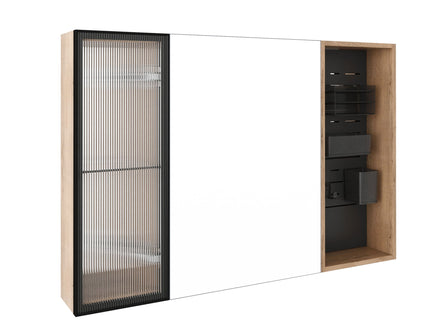 Wall Mounted Bathroom Cabinet, Adjustable Shelves Storage Cabinet - Imitative Oak
