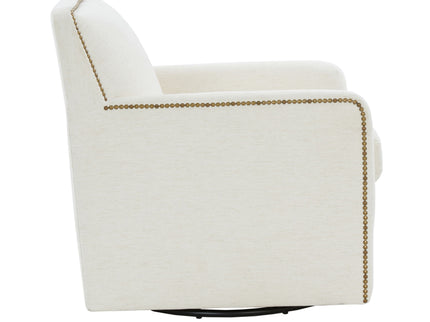 Tolland - Swivel Accent Chair With Antique Brass Nailhead Trim - Cream