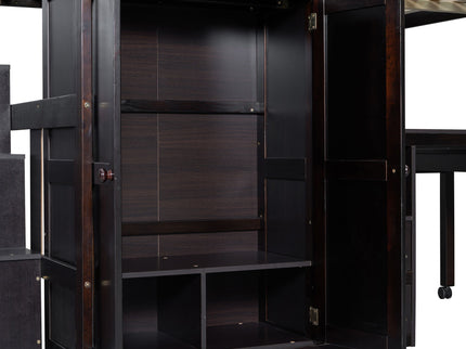 Loft Bed With Stairs, Bookshelf, Drawers, Desk & Wardrobe, Space Saving Multifunctional Furniture