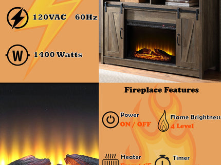 Tobias - Fireplace With Shelf Storage - Oak