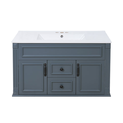 French Simple Style Wall Mounted Bathroom Cabinet With Sink