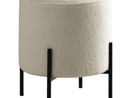 Round Upholstered Ottoman - Beige