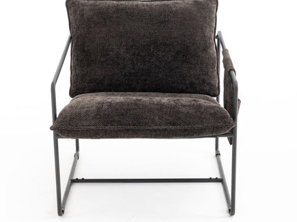 Upholstered Hanging Armchair With Arm Pocket Metal Frame (Set of 2), Crushed Foam Cushions And Skin-Friendly Braid For Living Room And Bedroom