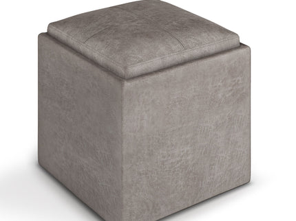 Rockwood - Upholstered Cube Storage Ottoman With Tray