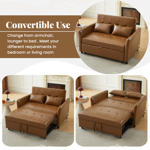 Convertible Sleeper Sofa Bed With 3 USB Ports