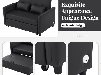 Convertible Sleeper Sofa Bed With 3 USB Ports
