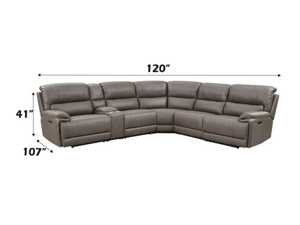 Kantu - Synthetic Leather Motion Sectional Sofa - Brown