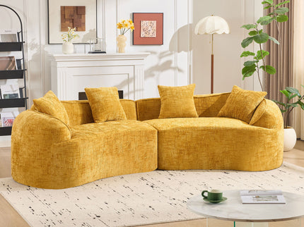 Curved Compressed Sofa, Nordic-Style Design For Living Room