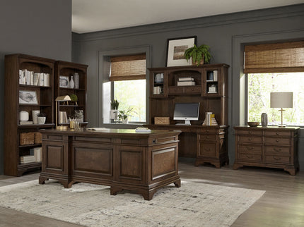 Stigham - 5 Drawer Credenza With Hutch - Oak
