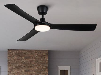 All Weather Outdoor Waterproof Ceiling Fan With Light And Quiet Motor For Patio Porch - Black