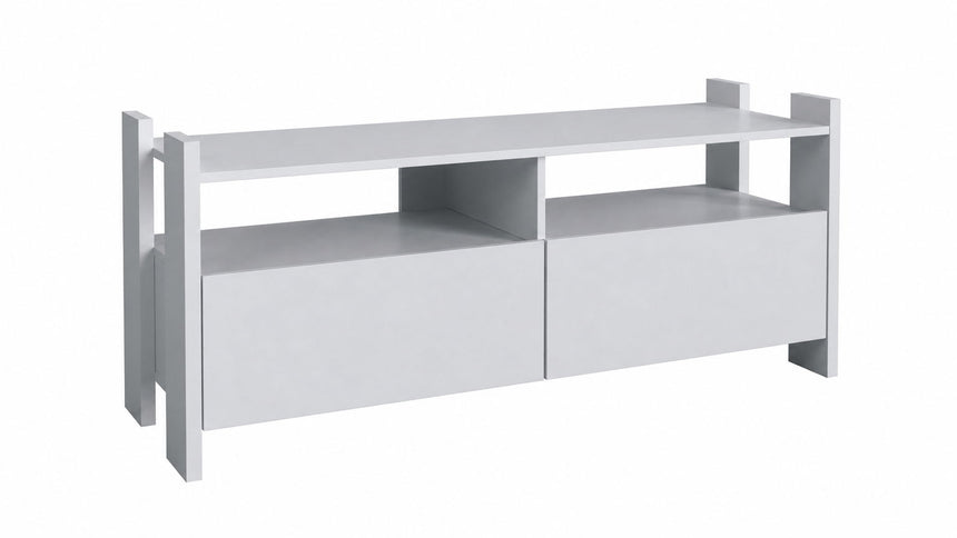 TV Stand For TVs Up To 55" With Open Shelves And 2 Drawers - White
